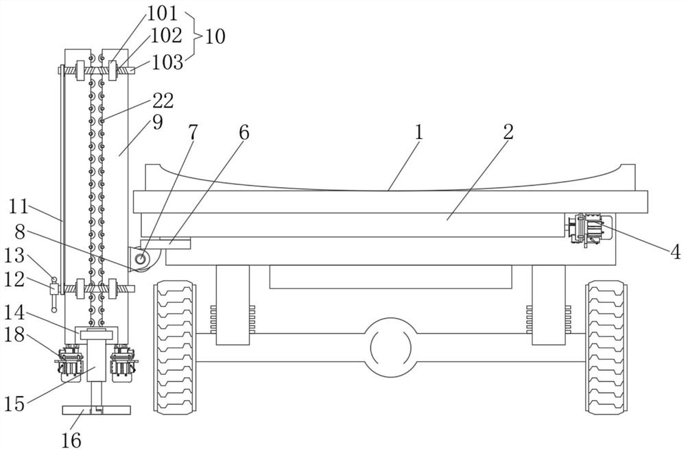 Auxiliary lifting supporting leg for steel pipe transport vehicle based on constructional engineering instruments