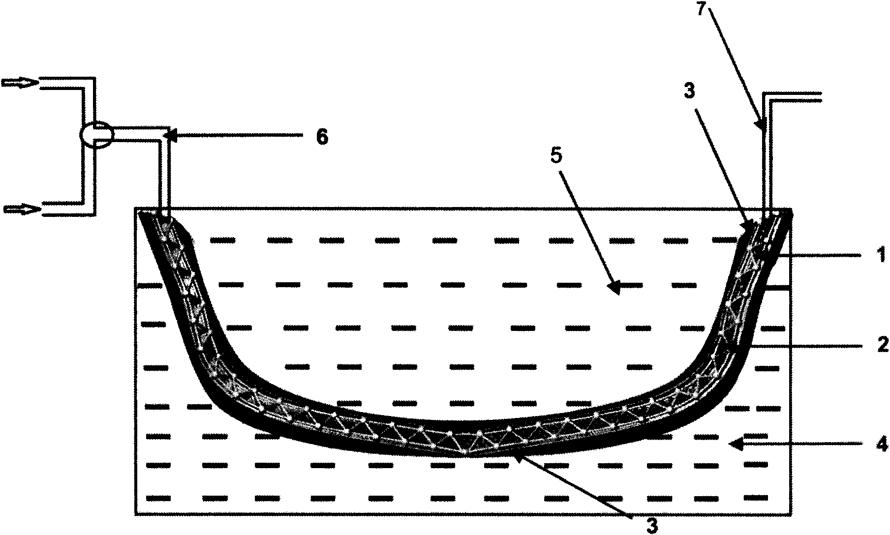 Truss framework composite material product, and flowing medium forming mould and forming method thereof