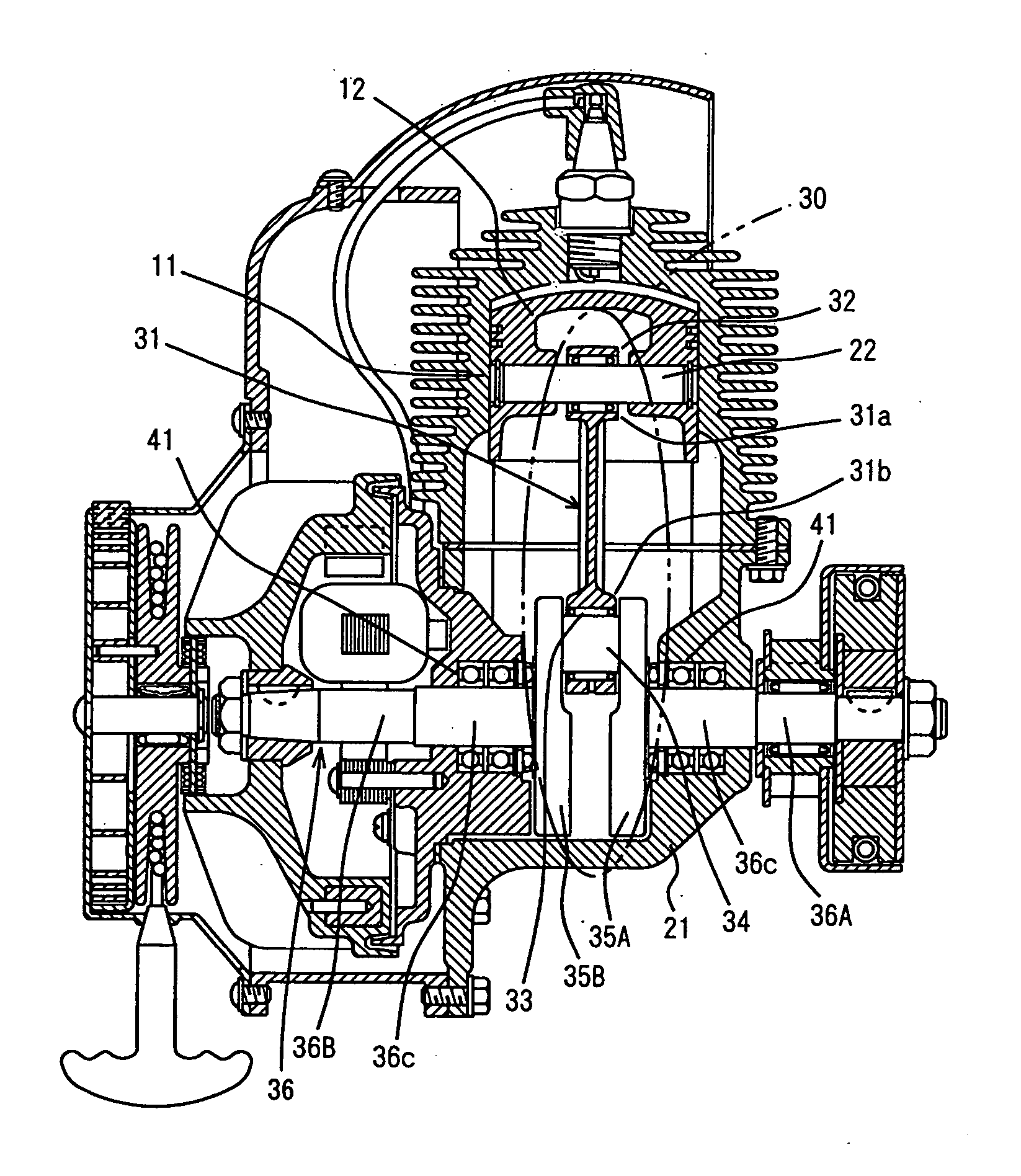 Support structure in crank mechanism and component constituting crank mechanism