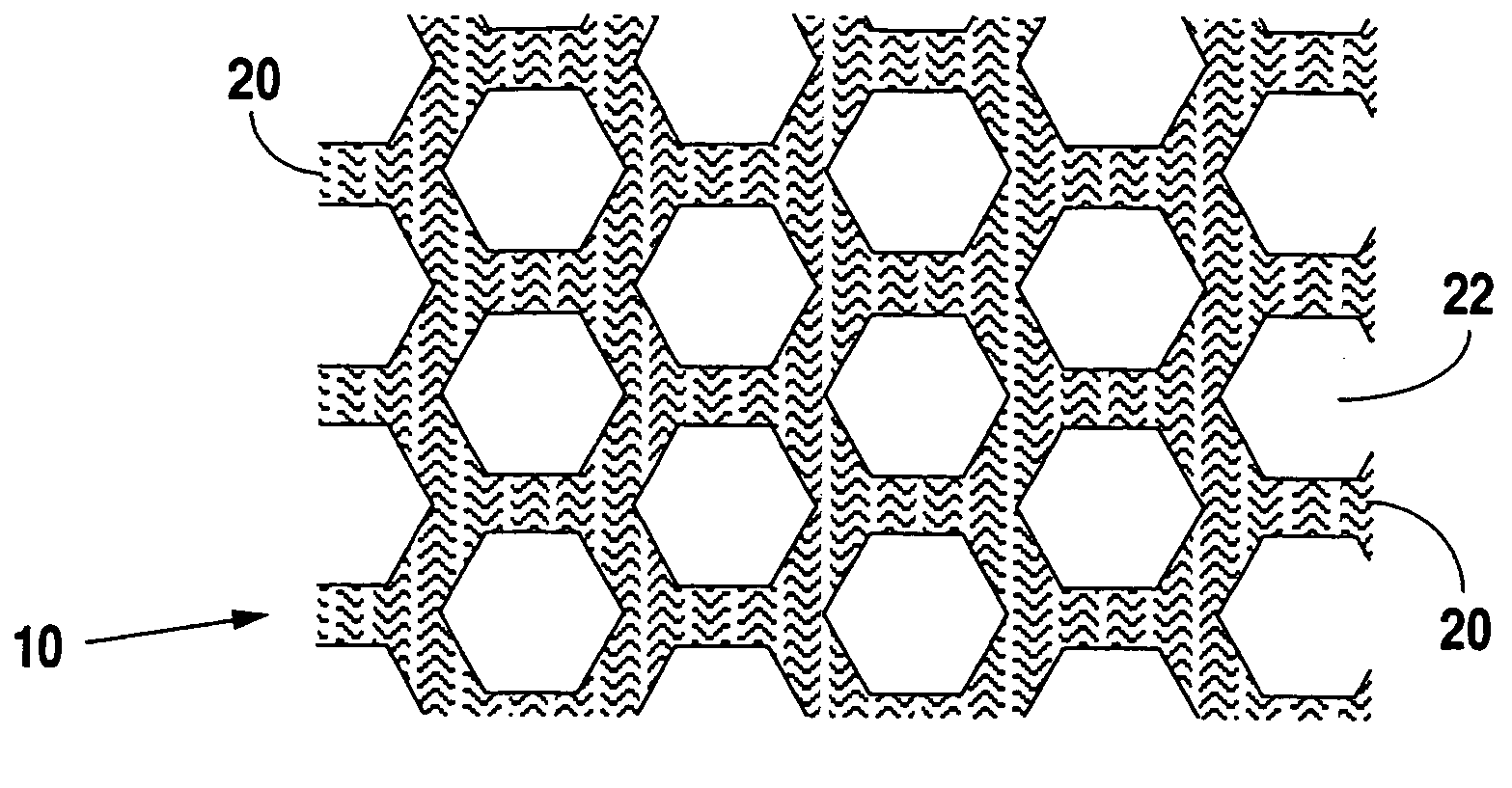 Open cell mesh cast material