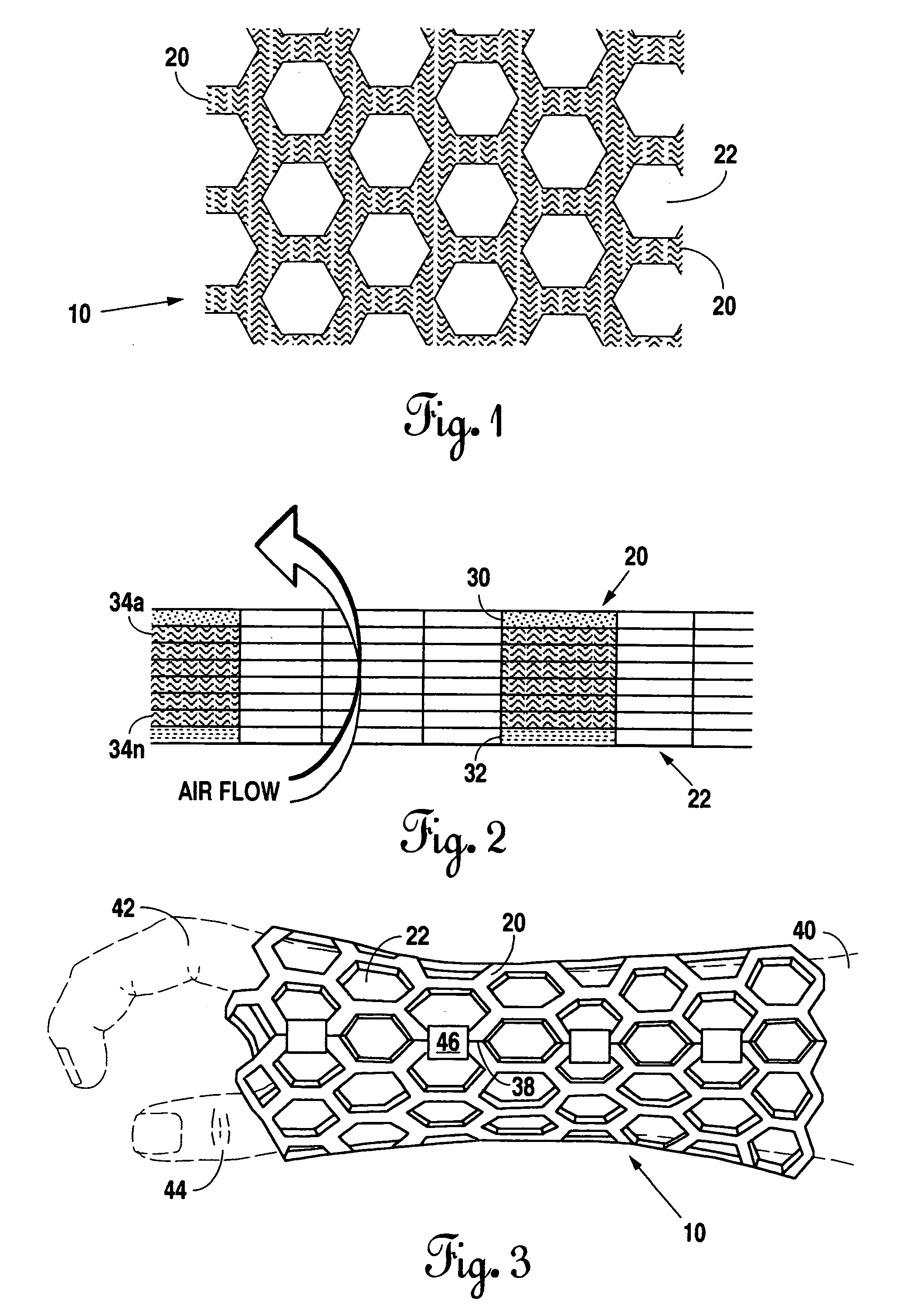 Open cell mesh cast material