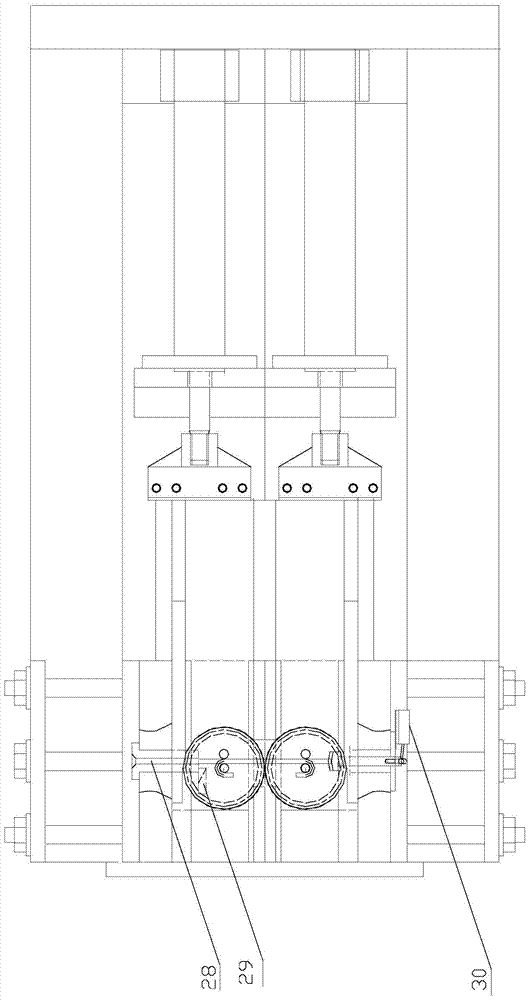 An automatic steel bar hook machine controlled by an oil cylinder