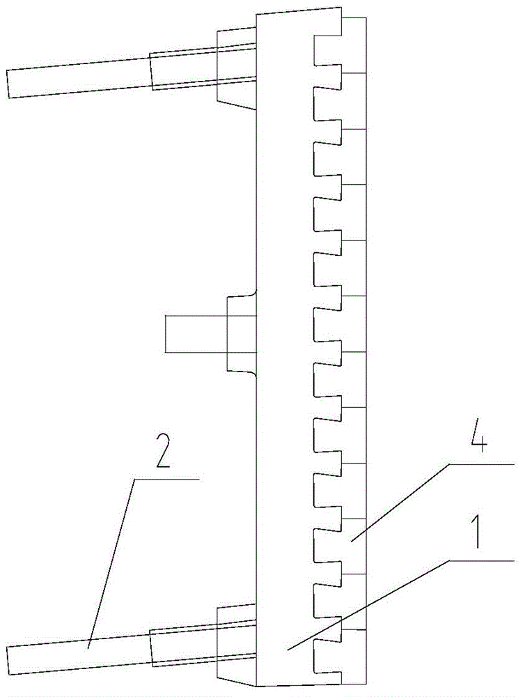 Cooling wall wood mould brick inlaid slot dimension inspection template and use method