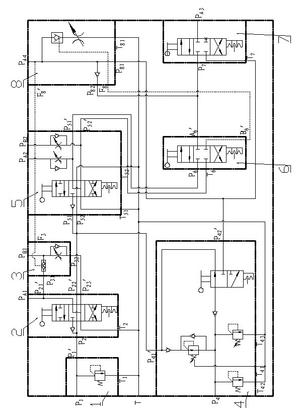 Combined-type multi-way reversing valve for coal-mine full-hydraulic underground drilling machine