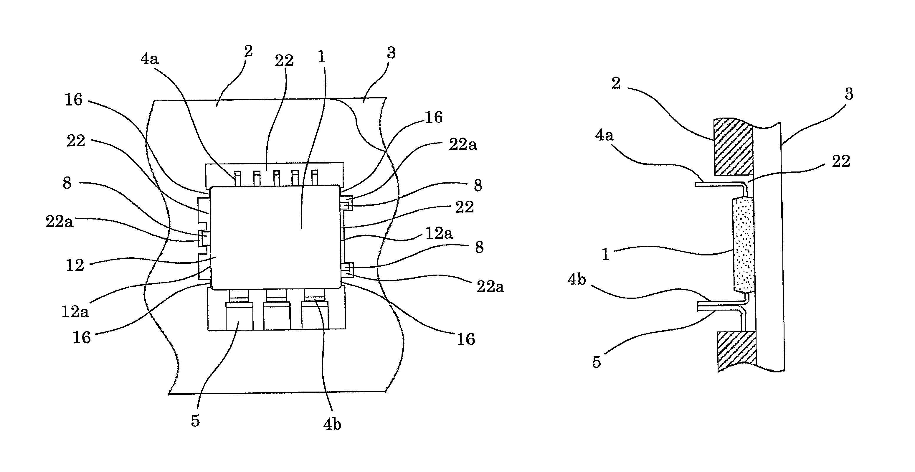 Semicondutor device package placed within fitting portion of wiring member and attached to heat sink