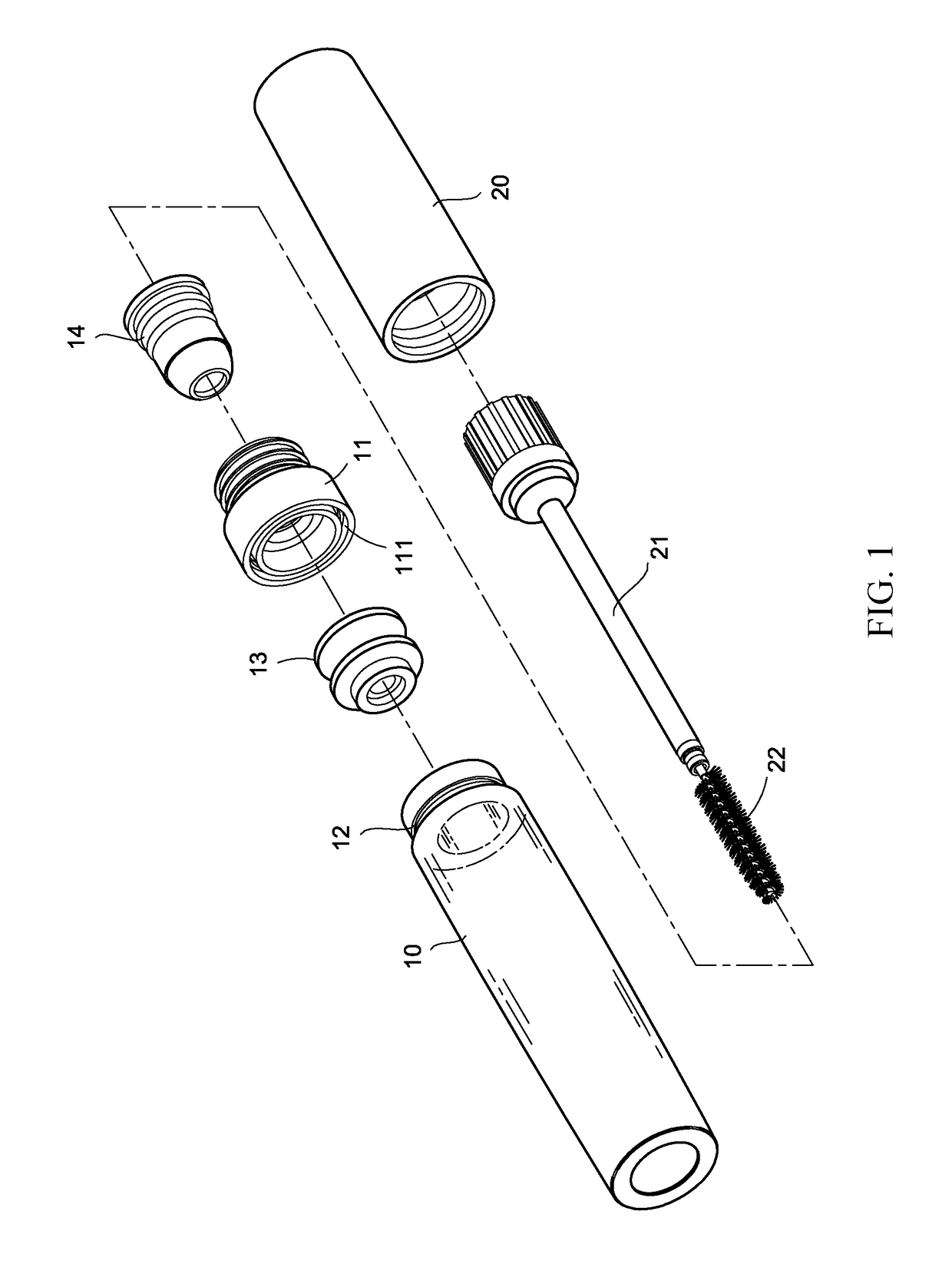 Built-in scraping device for cosmetic container