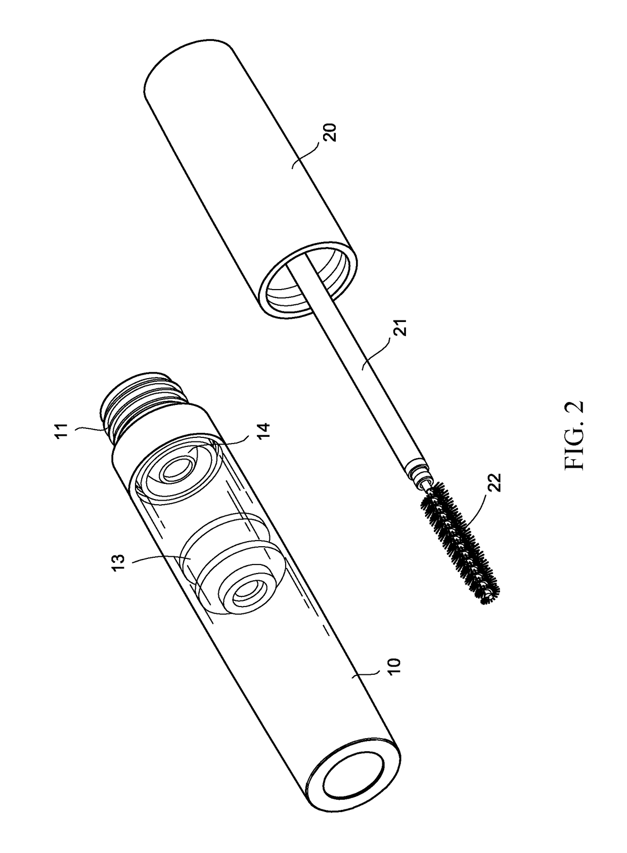 Built-in scraping device for cosmetic container