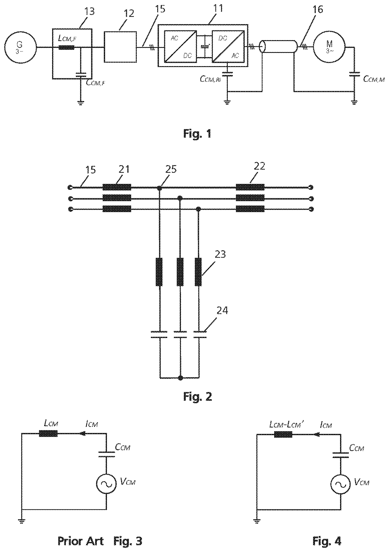 Motor drive with a filter including a three-phase differential mode reactor with common mode damping