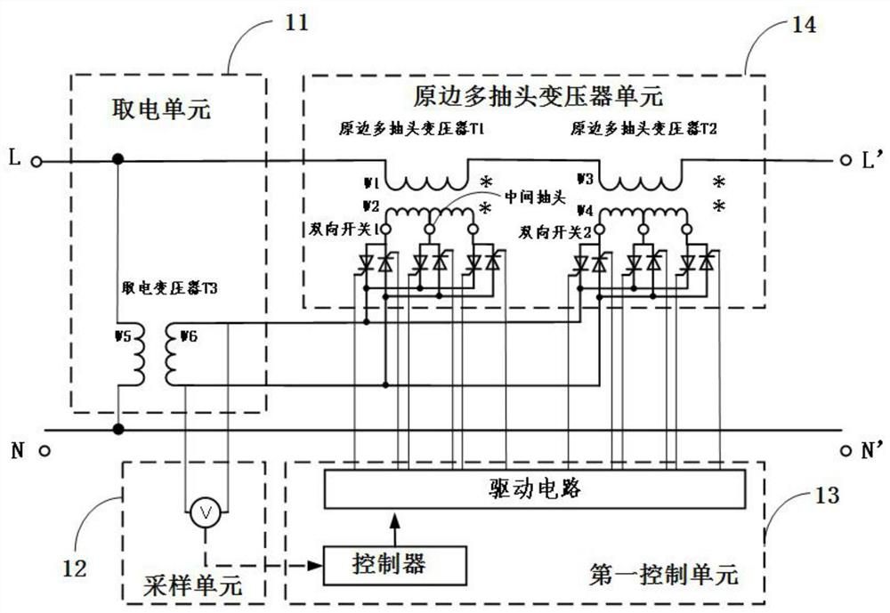 Compensation transformer and energy storage module combined current-voltage compensation system