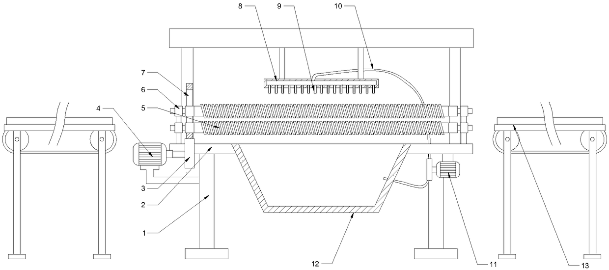 Automatic feeding and discharging washing device