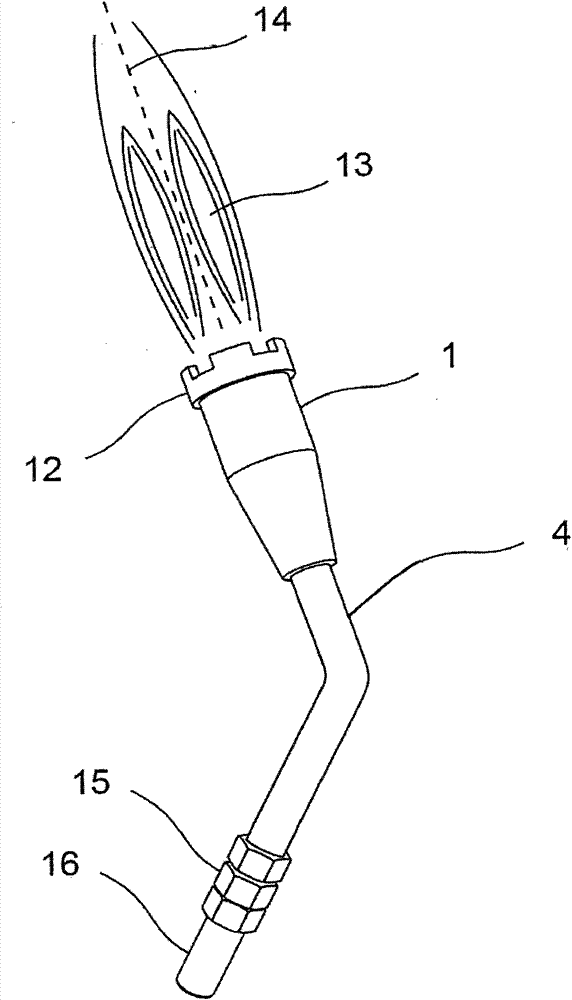 Multi-flame burner and method for heating a workpiece