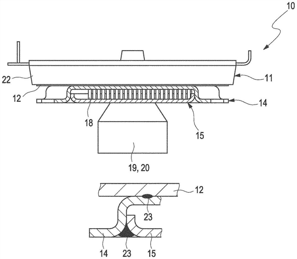 Direct cooling of a power converter by using a stamped plate