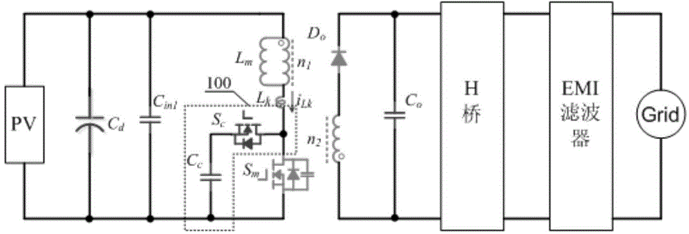 Leakage inductance energy absorption and feedback circuit of flyback transformer and control method thereof