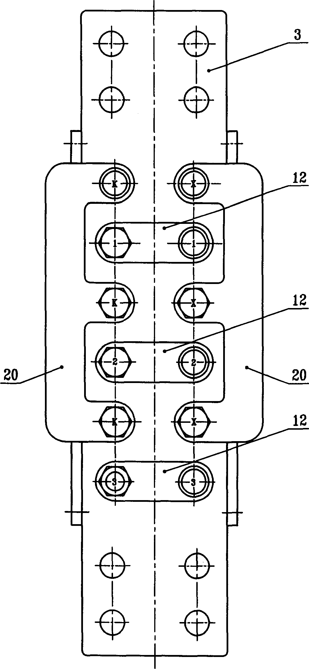 Non-exciting reversing change-over voltage regulating strip-shape tap switch