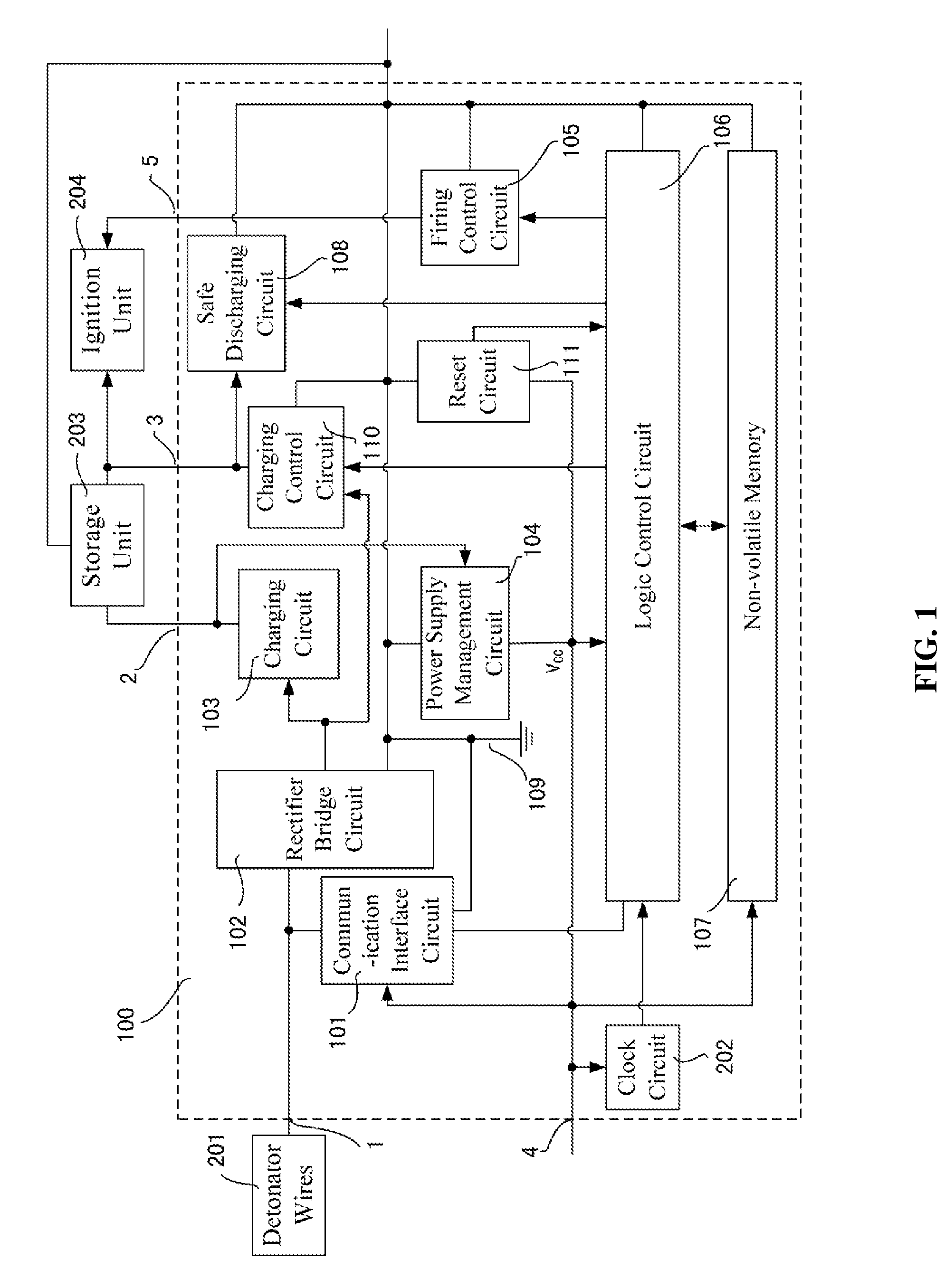 Electronic detonator control chip