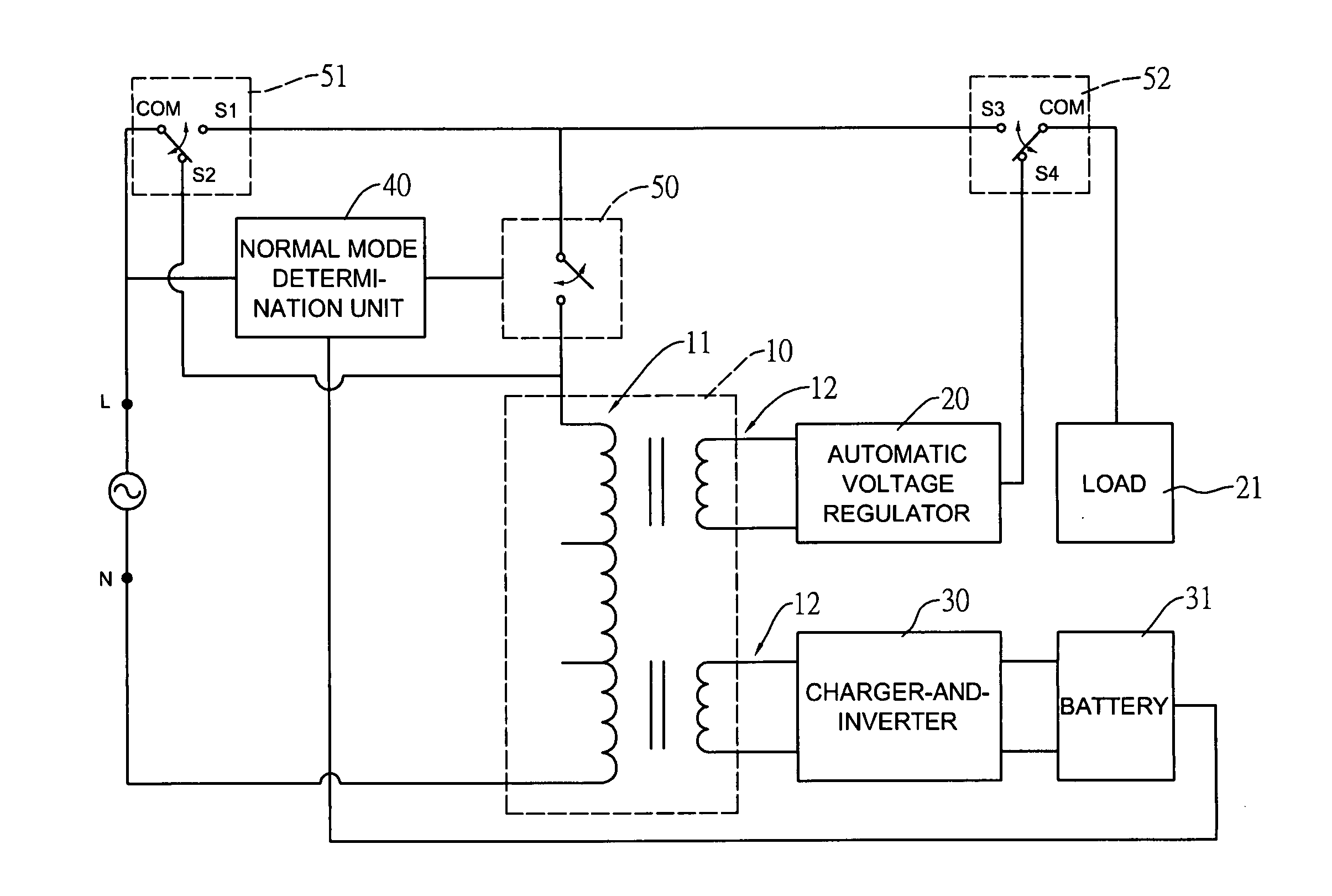 Power saving uninterruptible power supply