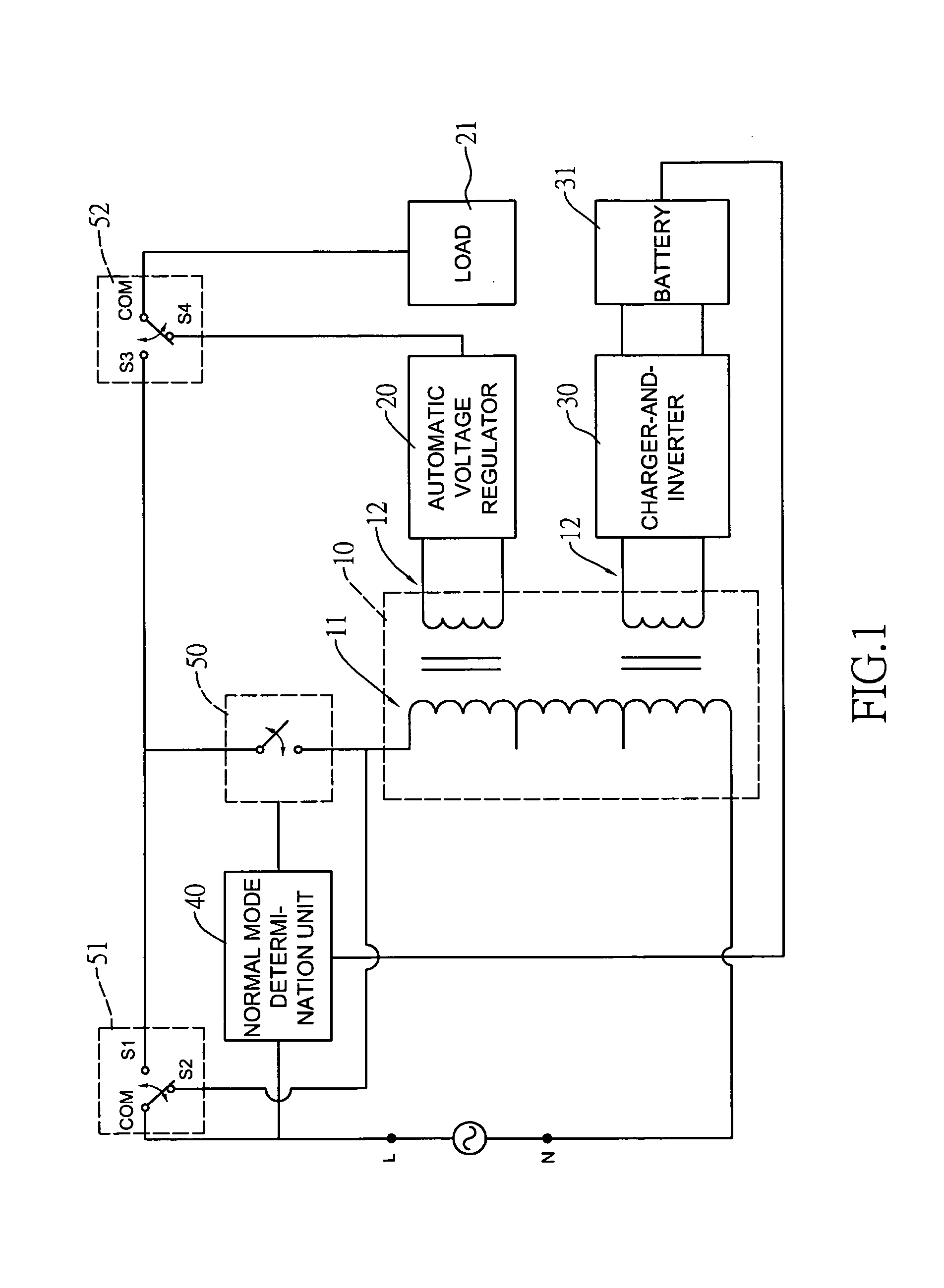 Power saving uninterruptible power supply