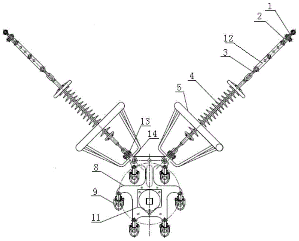 A compact two-piece V-shaped suspension string for light ice areas