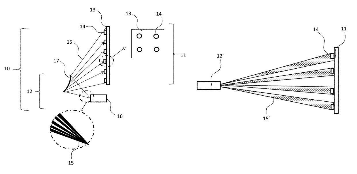 Transparent display including a screen with patterned light deflective elements