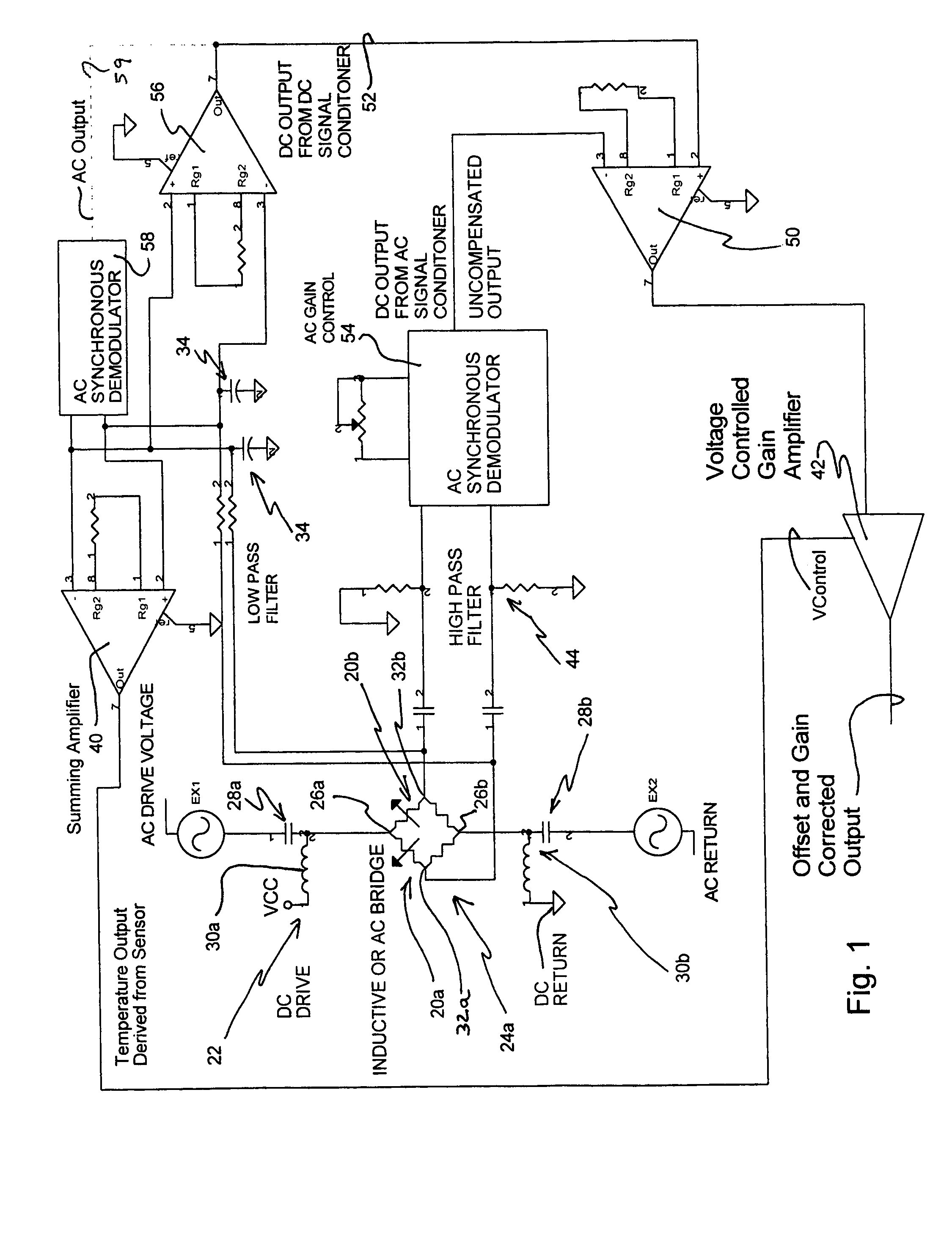 Circuit for compensating for time variation of temperature in an inductive sensor