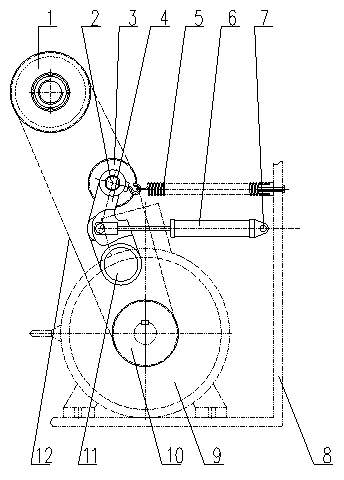 Knife roller belt transmission and tensioning device of leather shaving machine