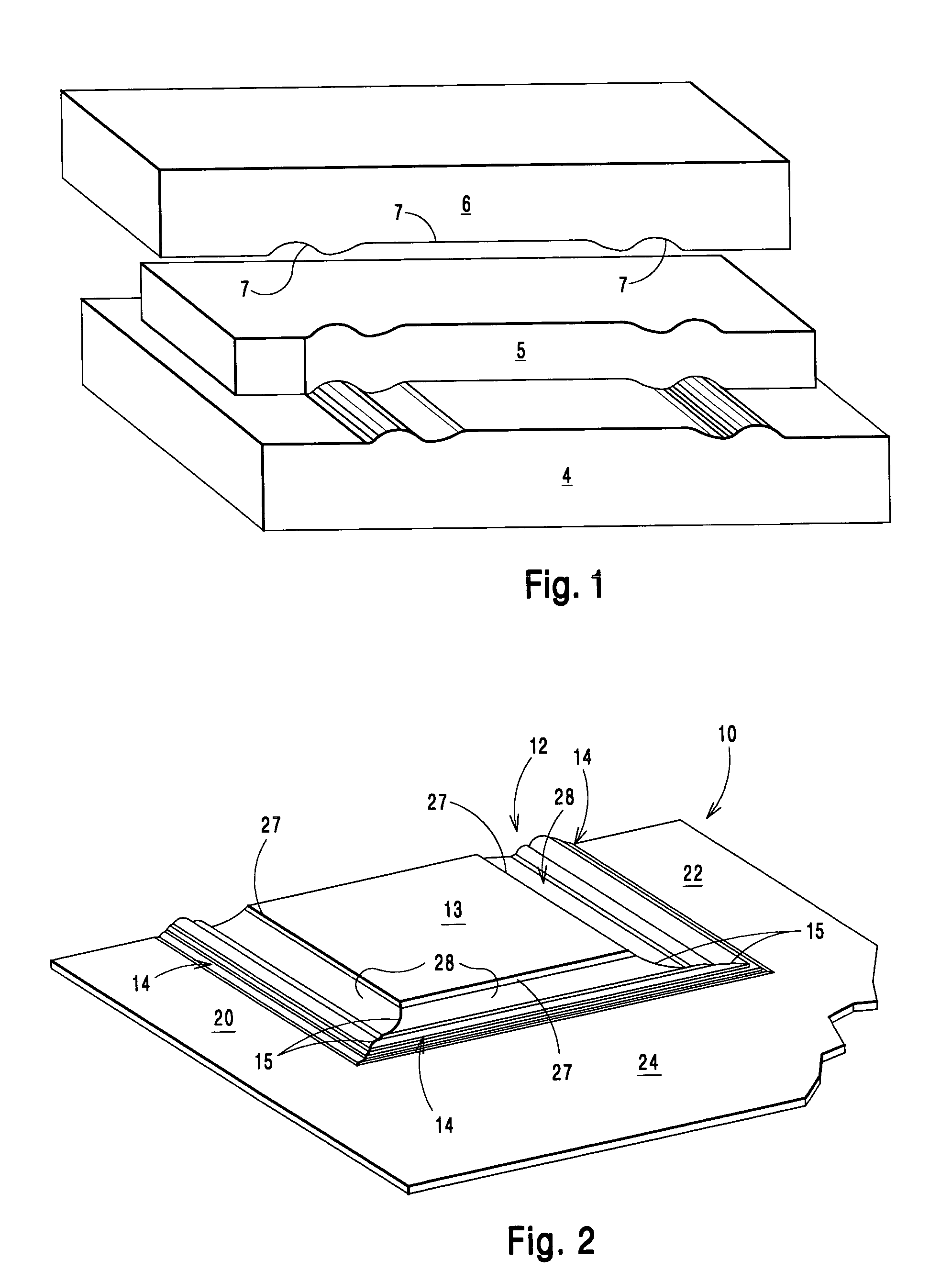 Reverse molded plant-on panel component, method of manufacture, and method of decorating a door therewith