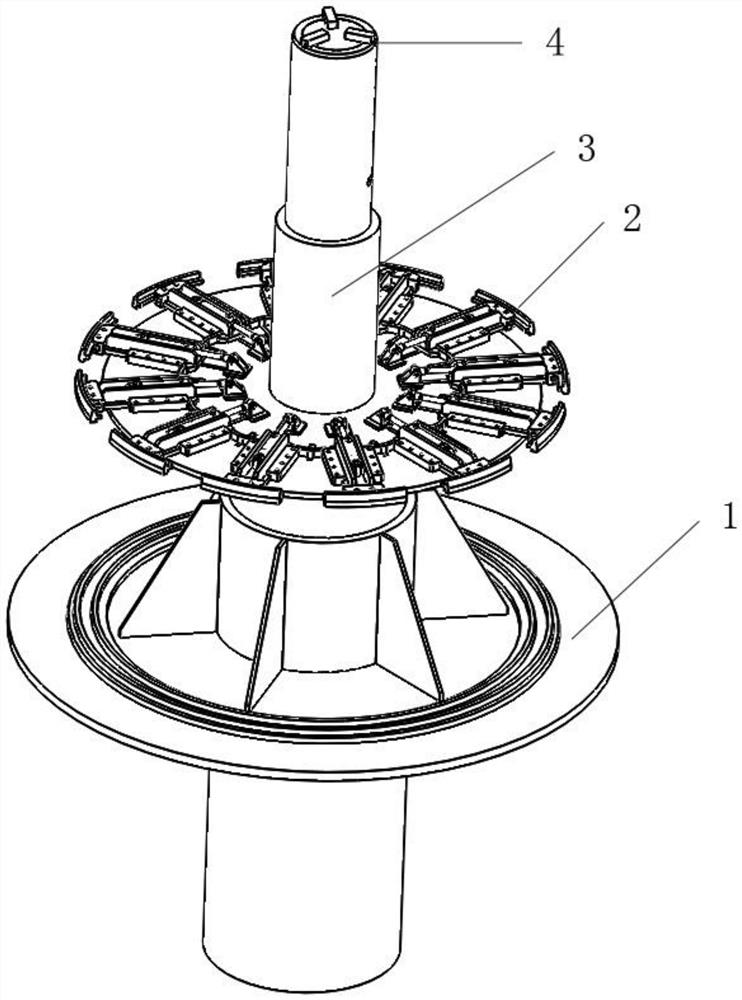 Concrete mixing tank front cone and middle cylinder assembly welding device