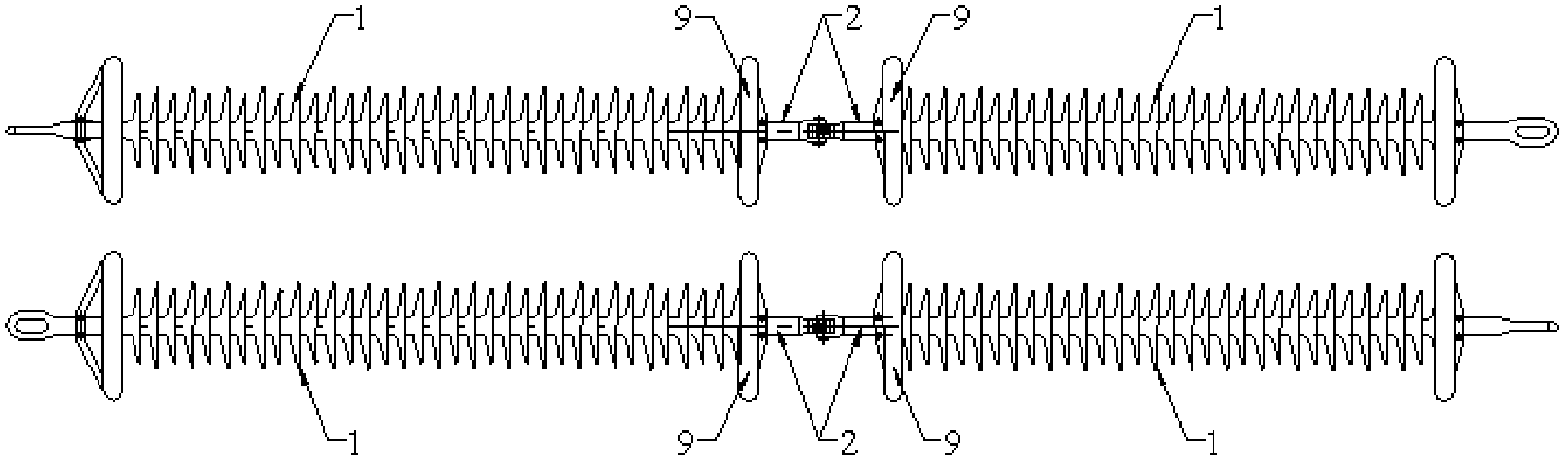 Connecting hardware fitting for sectional composite insulator