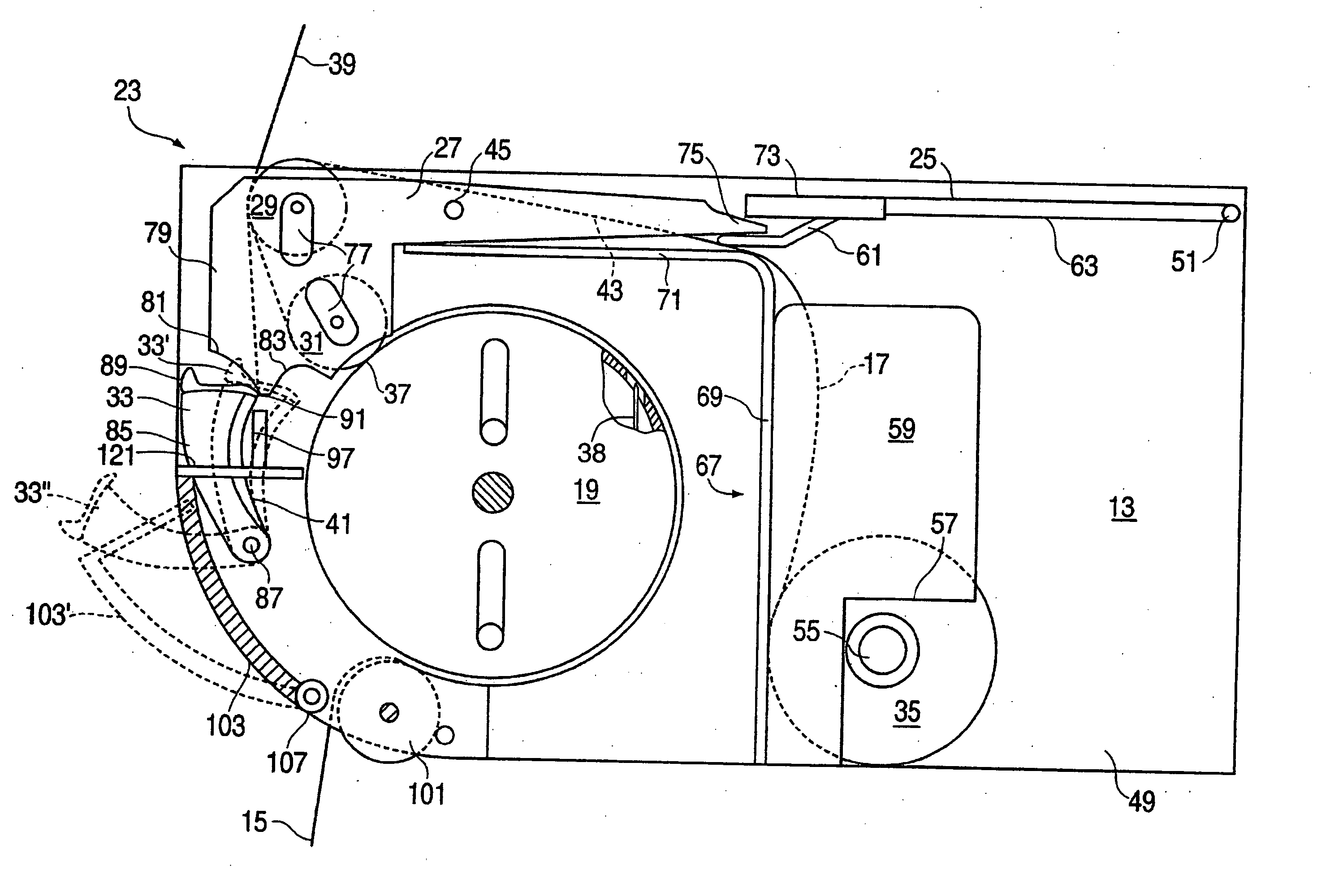 Web transfer mechanism for flexible sheet dispenser