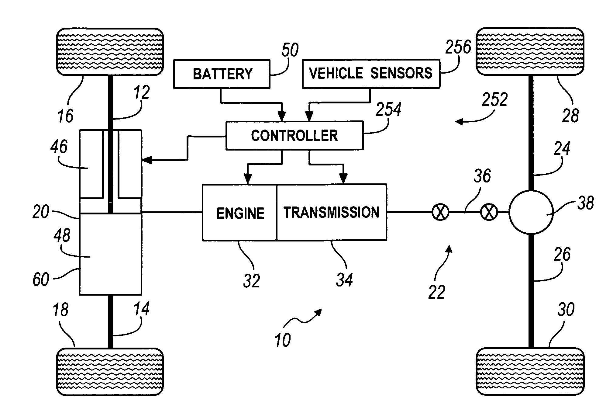 Speed reduction gear train with planetary differential for electric motor axle drive