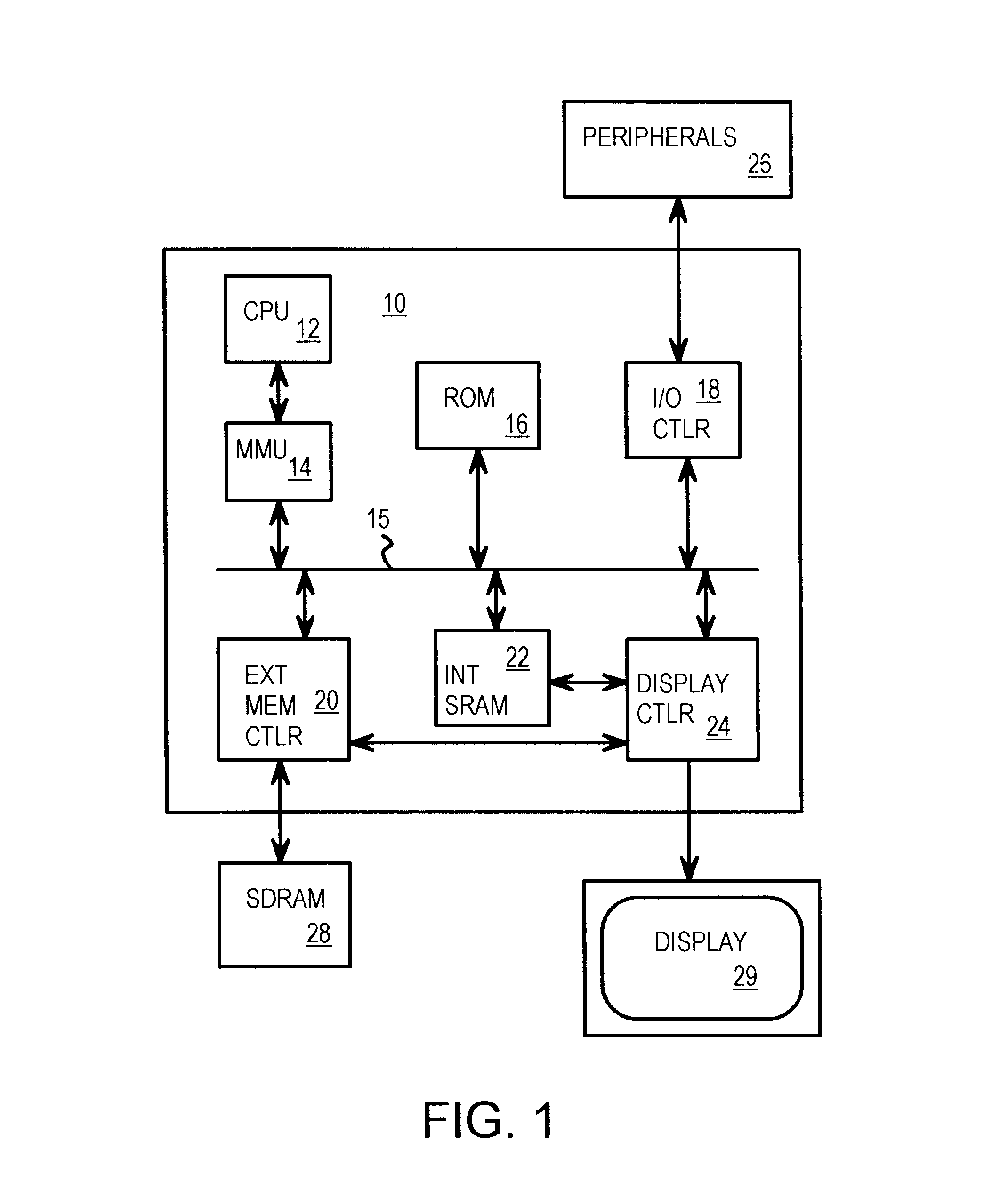 Single-block virtual frame buffer translated to multiple physical blocks for multi-block display refresh generator