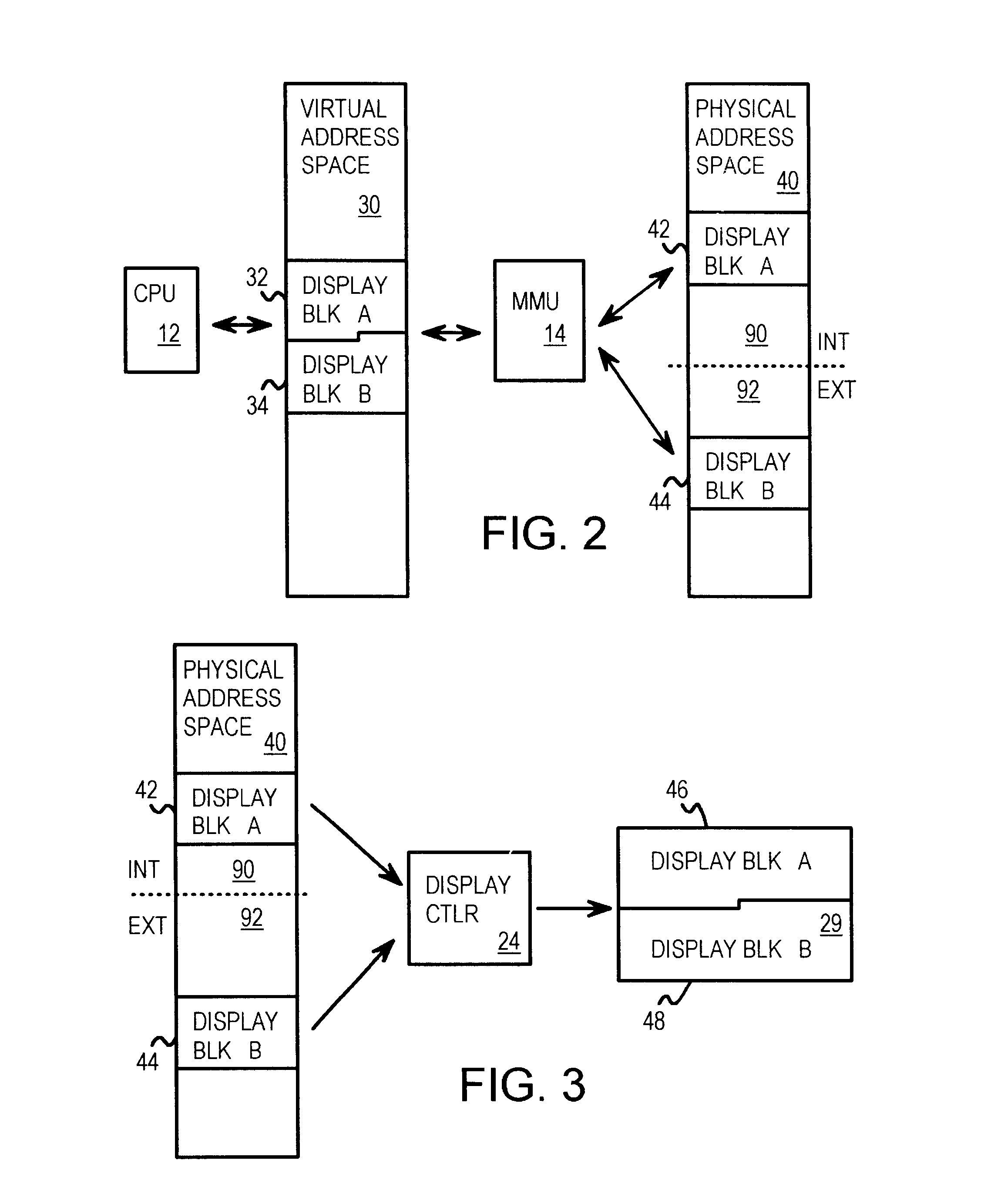 Single-block virtual frame buffer translated to multiple physical blocks for multi-block display refresh generator