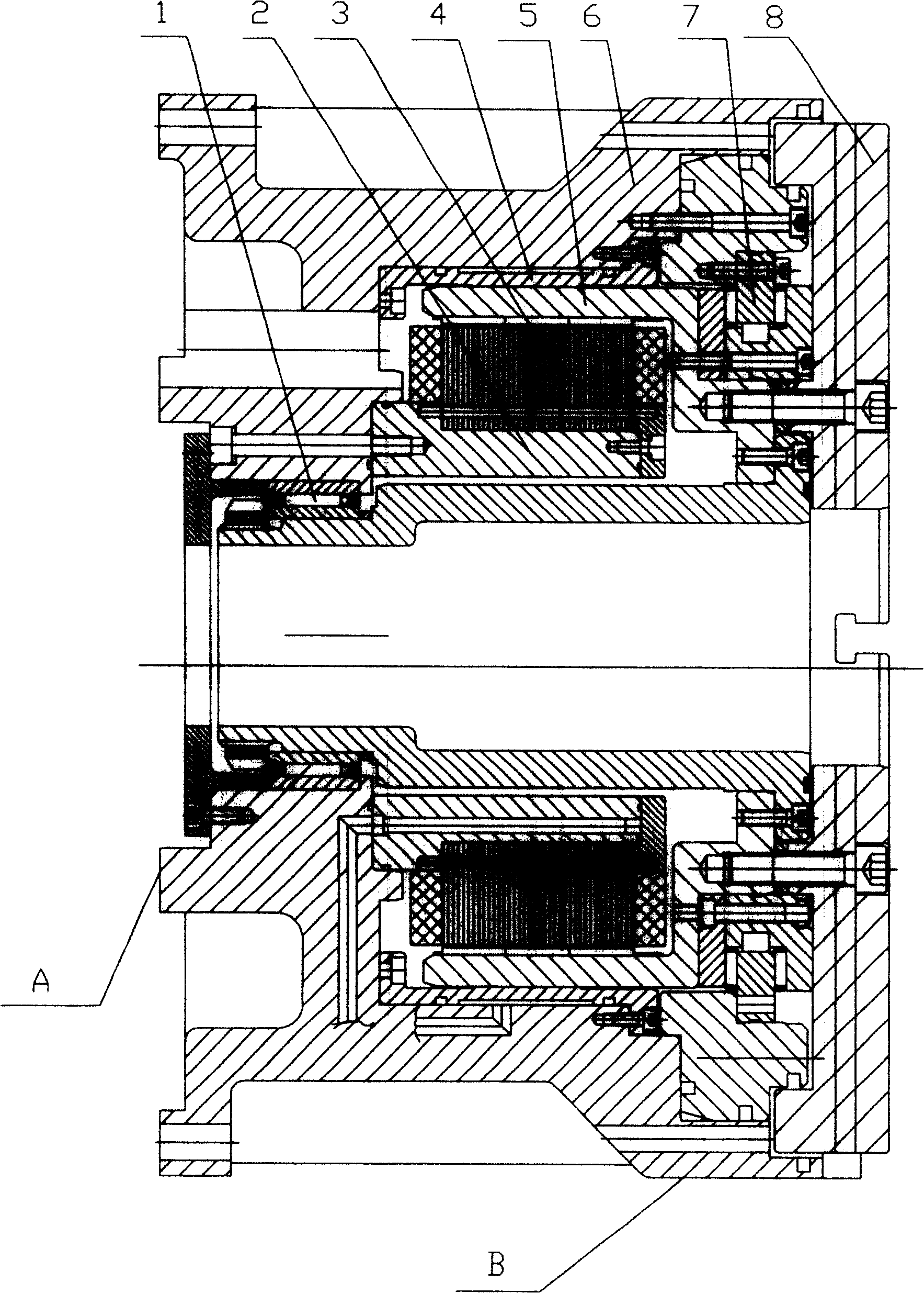 Vertical and horizontal dual-purpose single axle table of AC permanent magnetic synchronization external-rotor-type force moment motor drive