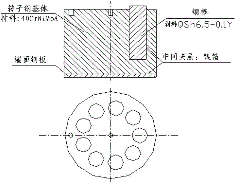 Plunger piston hydraulic pump motor rotor dual alloy structure diffusion welding method