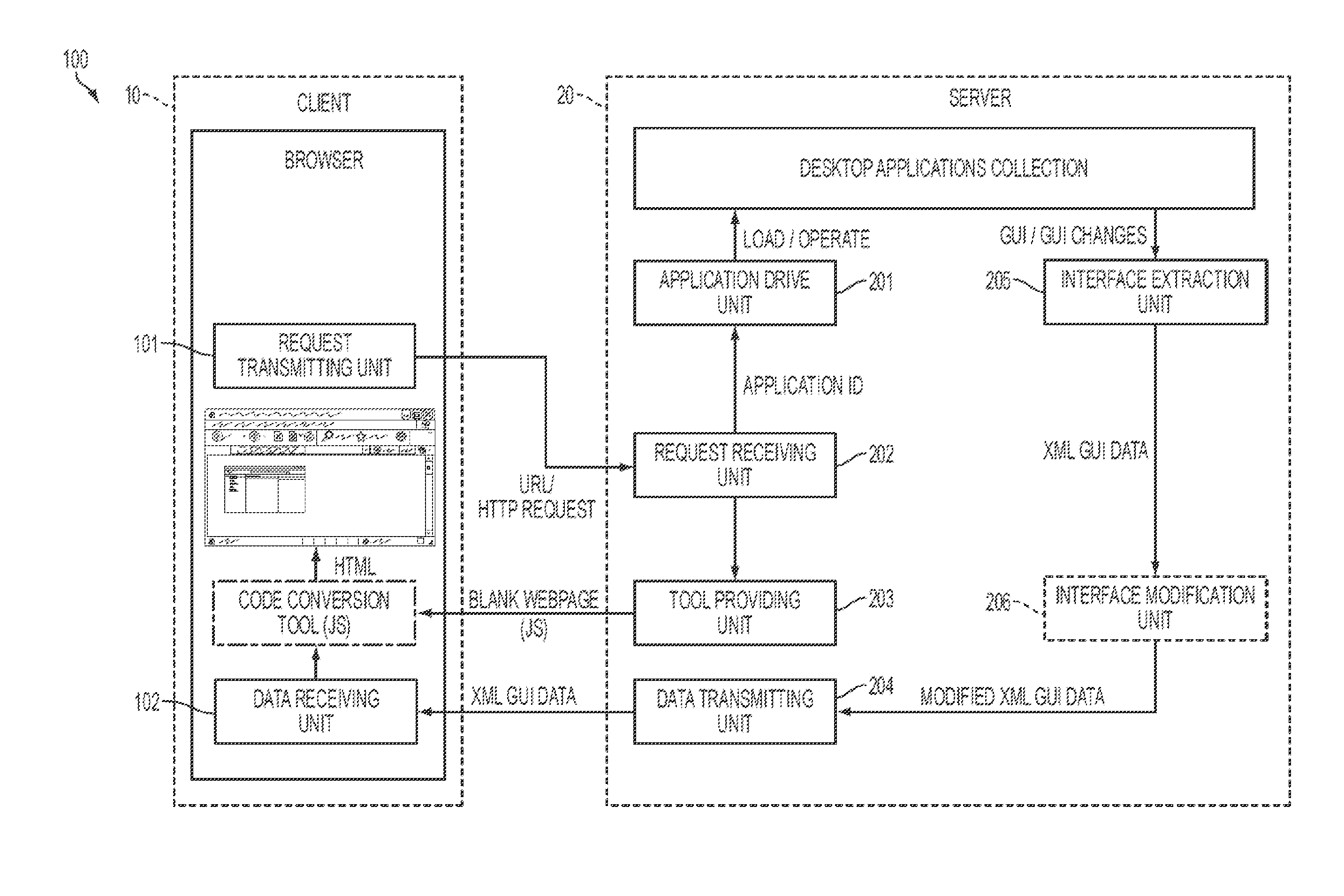 Method and system for converting desktop application to web application