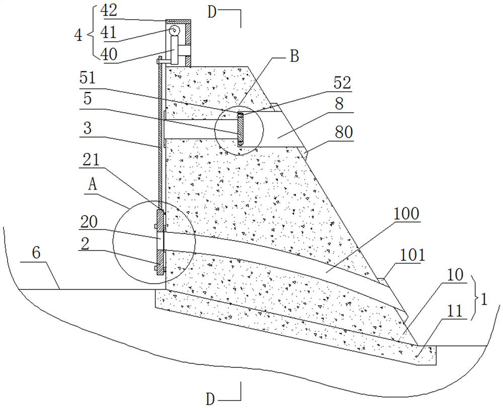 A flood discharge device for a reservoir