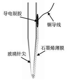 Production method and application of needle-point graphene electrochemical electrode