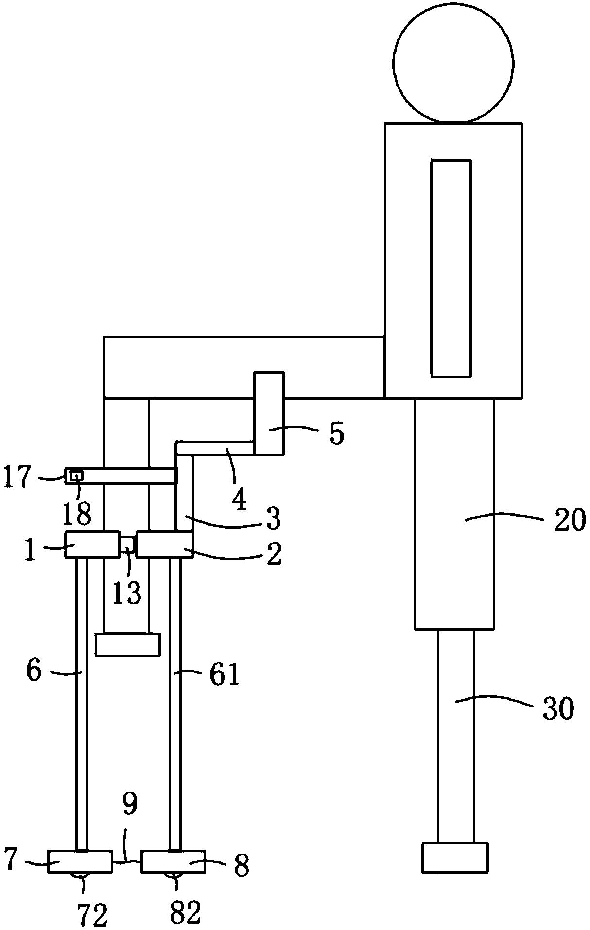 Single leg auxiliary movement medial trestle capable of controlling single movement distance