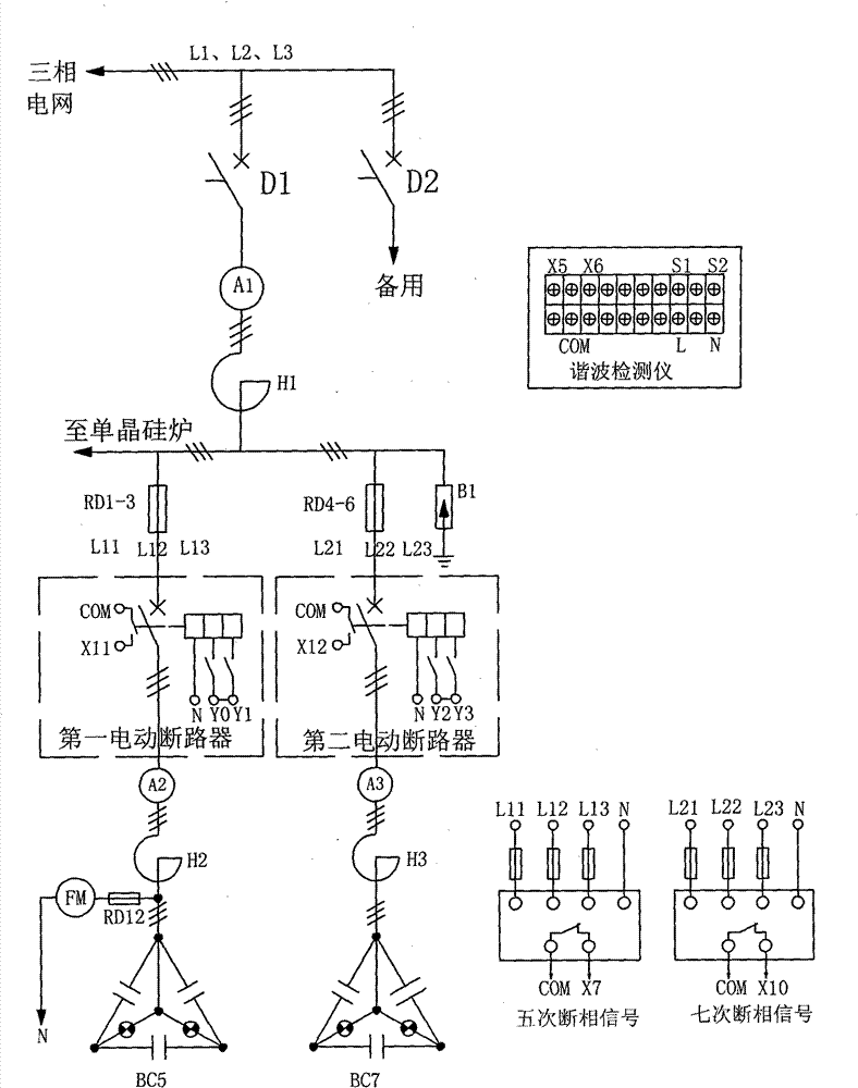 Filter compensation device of monocrystalline silicon furnace power supply