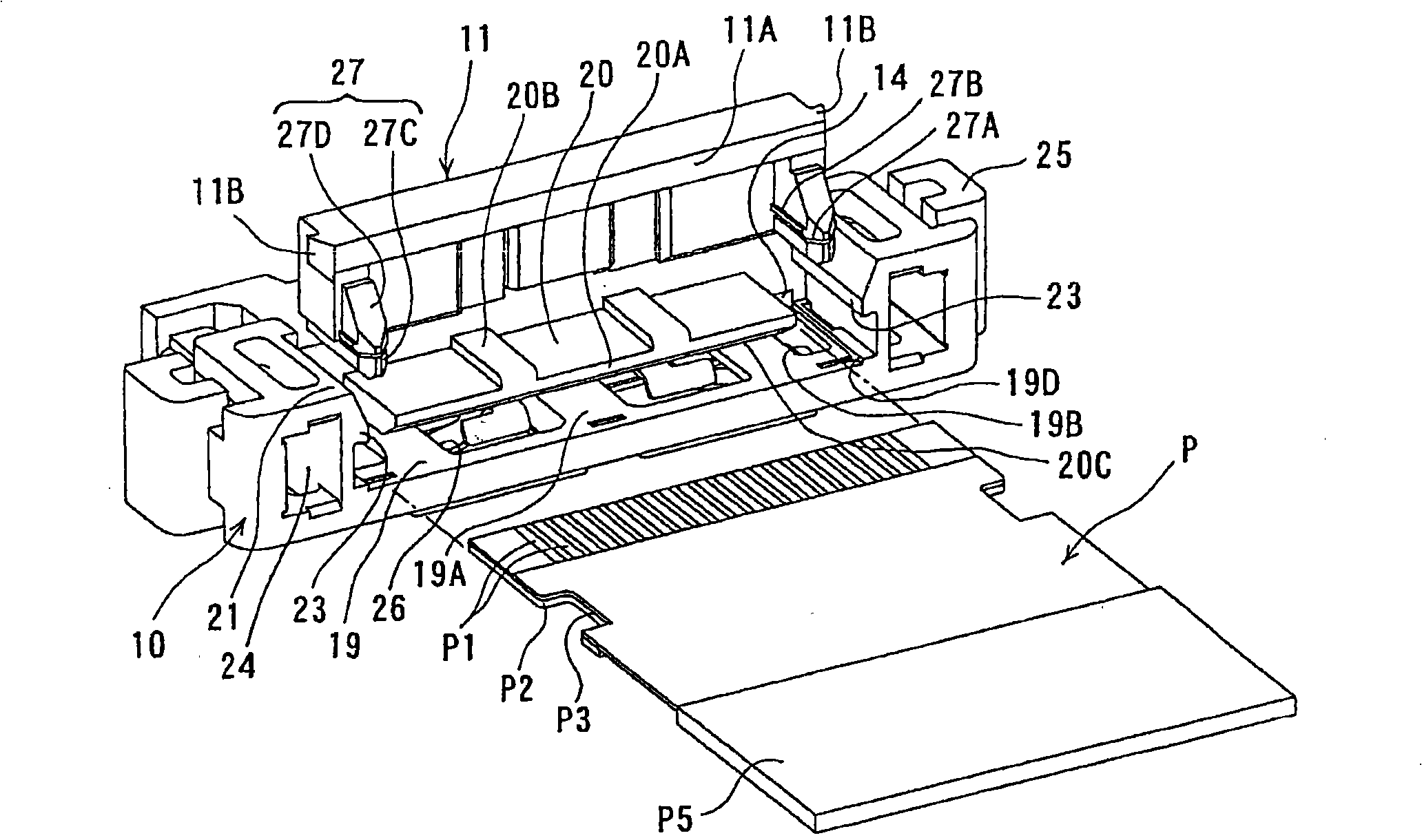 Electric connector for flat type conductor