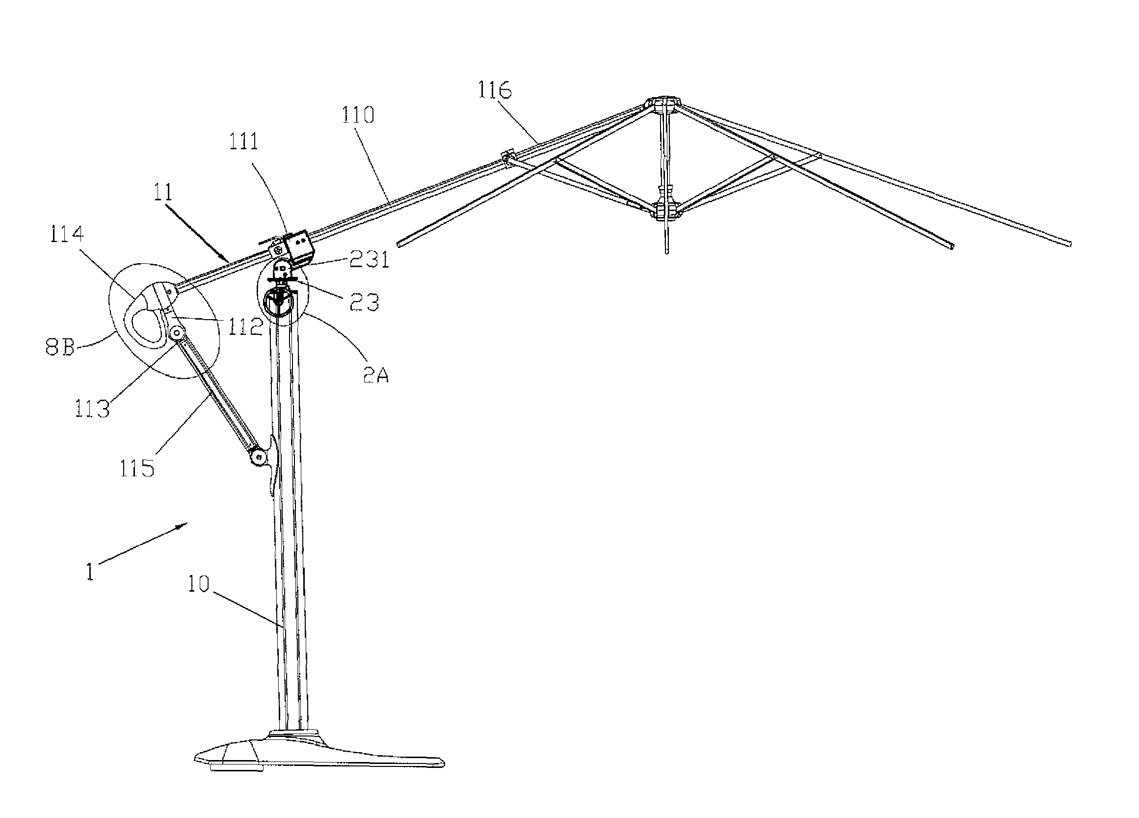 Umbrella having an angle adjustable function