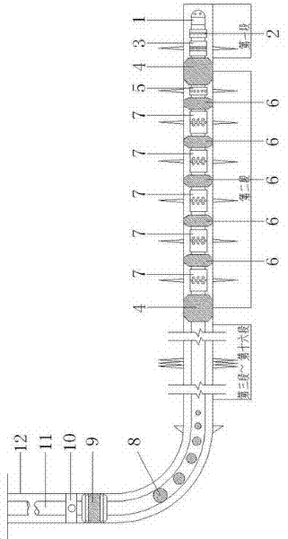 High-efficiency fracturing combined device for multi-stage horizontal well