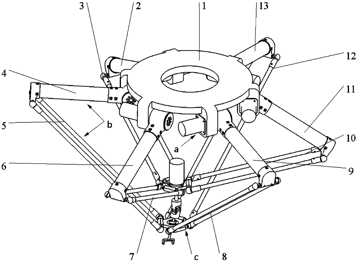 Six-degree-of-freedom parallel mechanism containing redundant drive