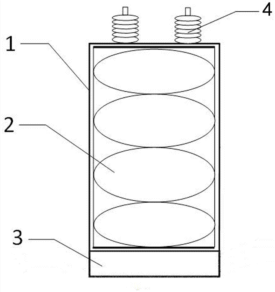 Low-noise power capacitor using damping steel plates