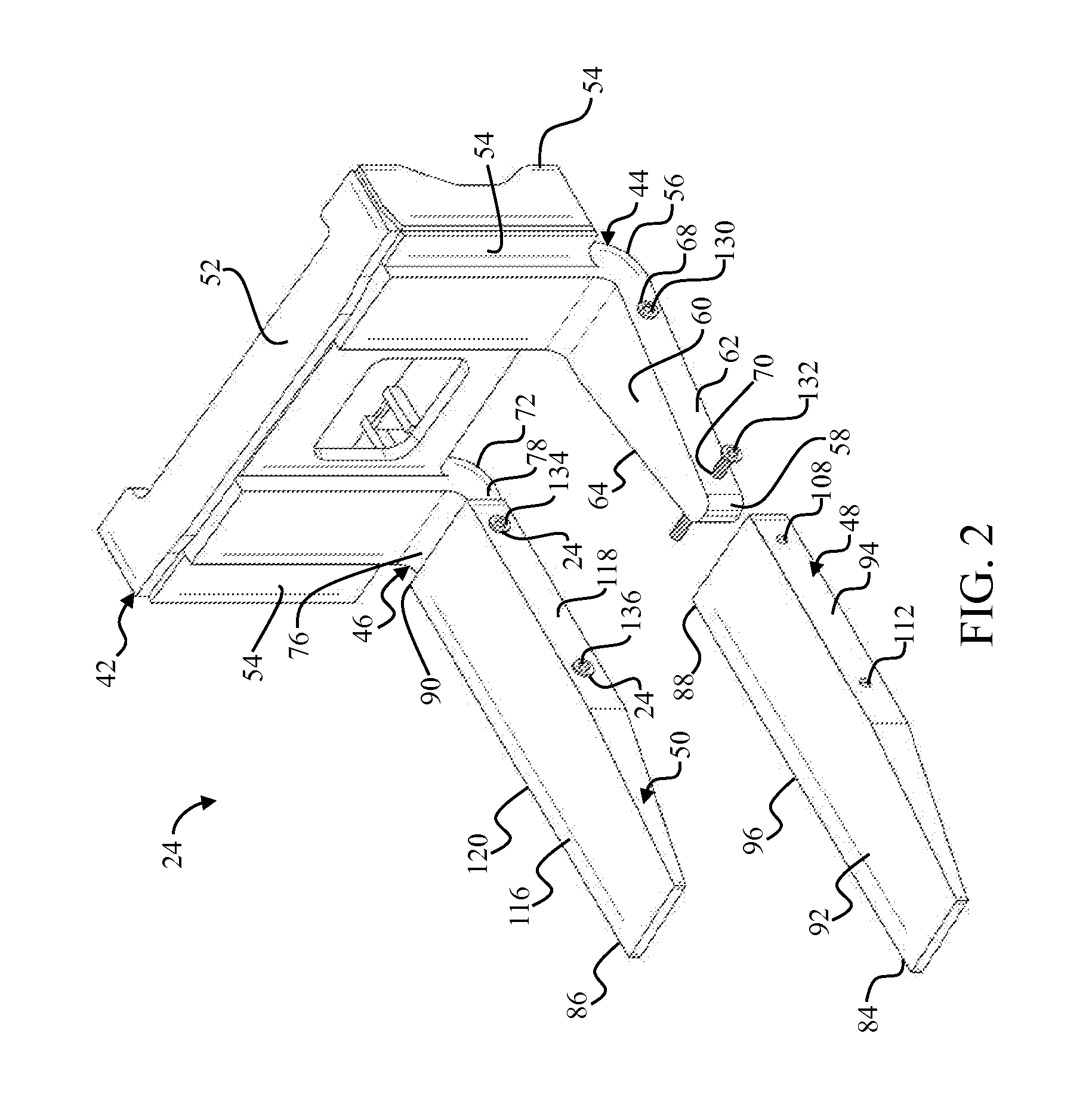 Fork assembly for lifting machines with interlocking tines