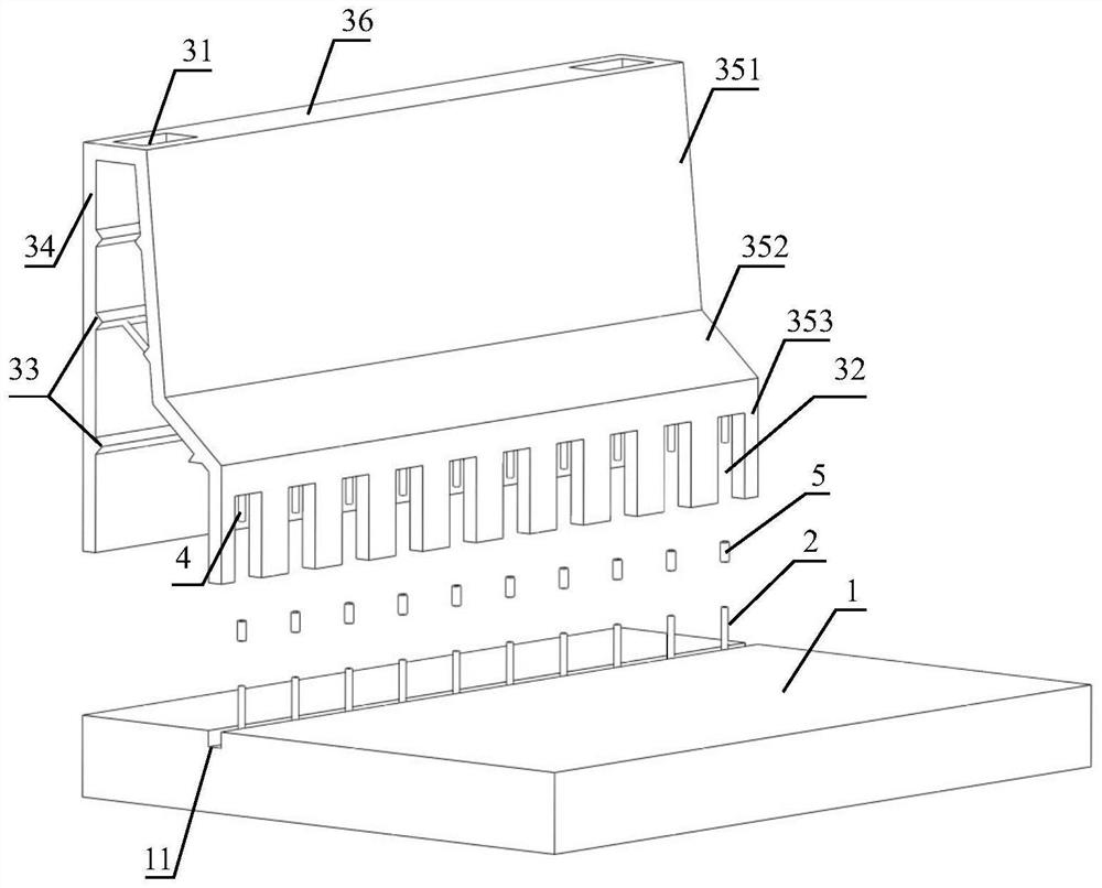 Prefabricated UHPC formwork concrete-filled bridge guardrail and construction method thereof