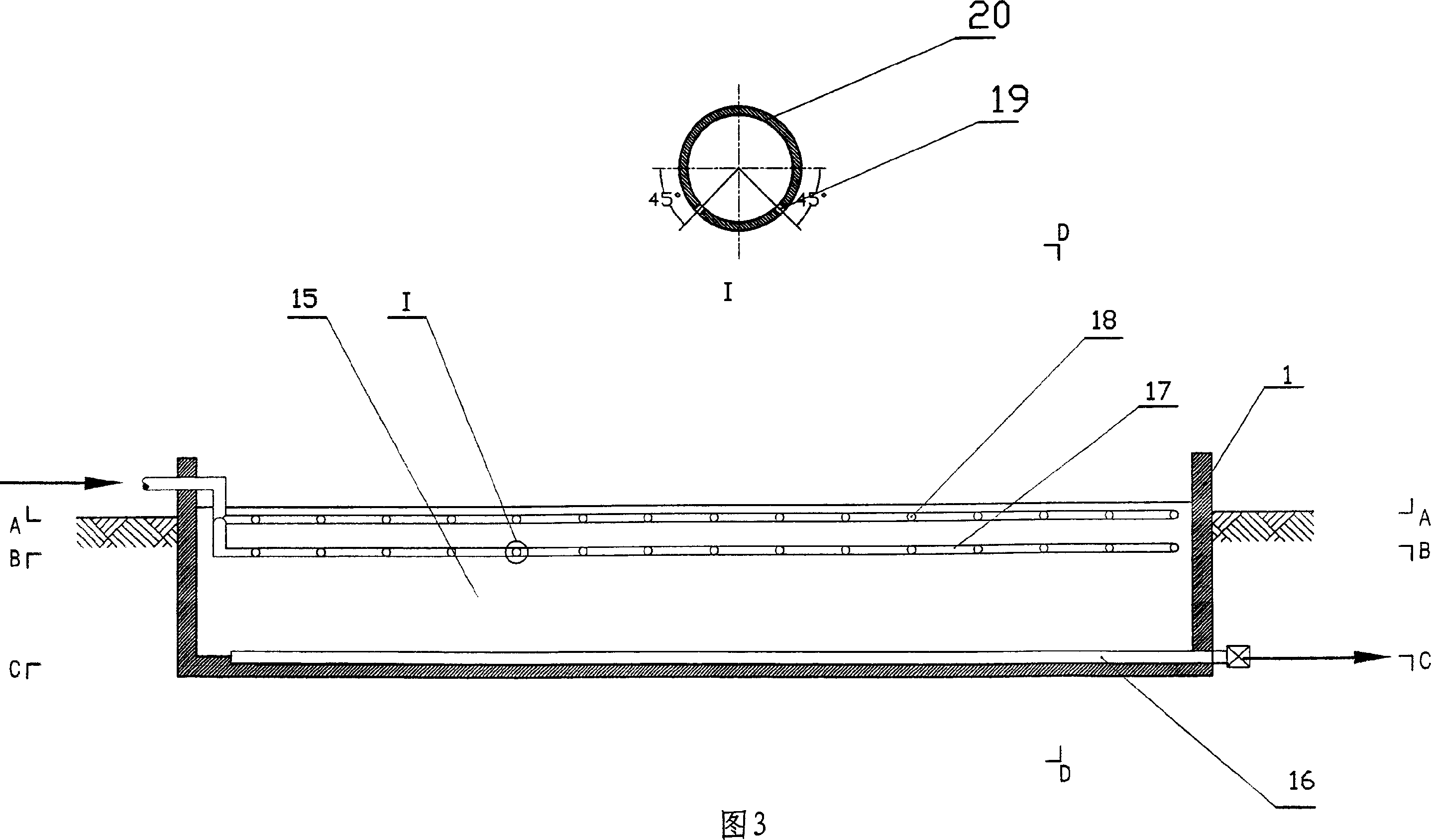 Method for purifying sewage in artificial wet land by northern vertical subcurrent method