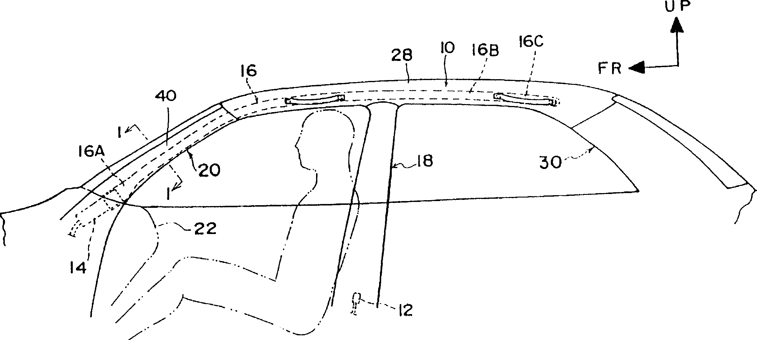 Arrangement and construction of crew protective device for automobile