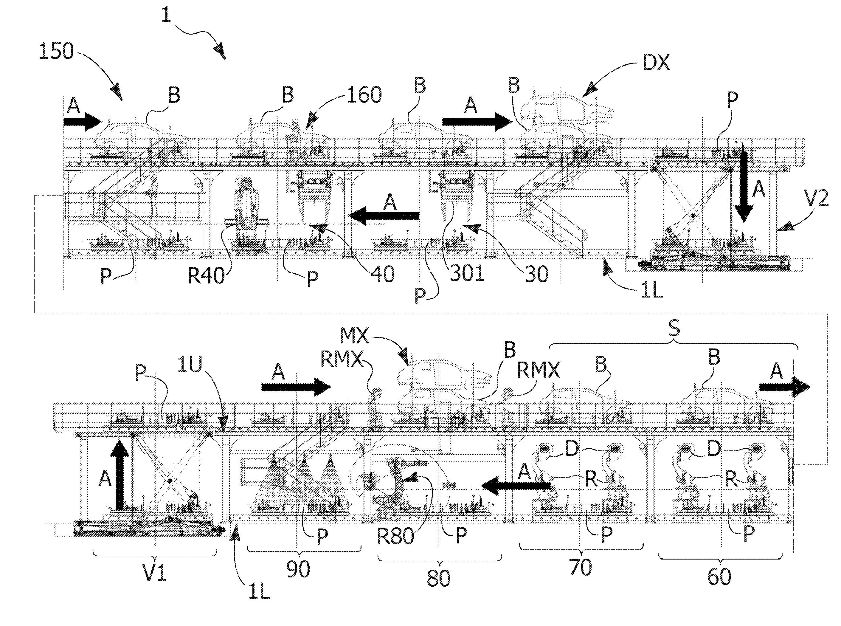 Plant for Assembling Mechanical Parts on Bodies of Motor-Vehicles