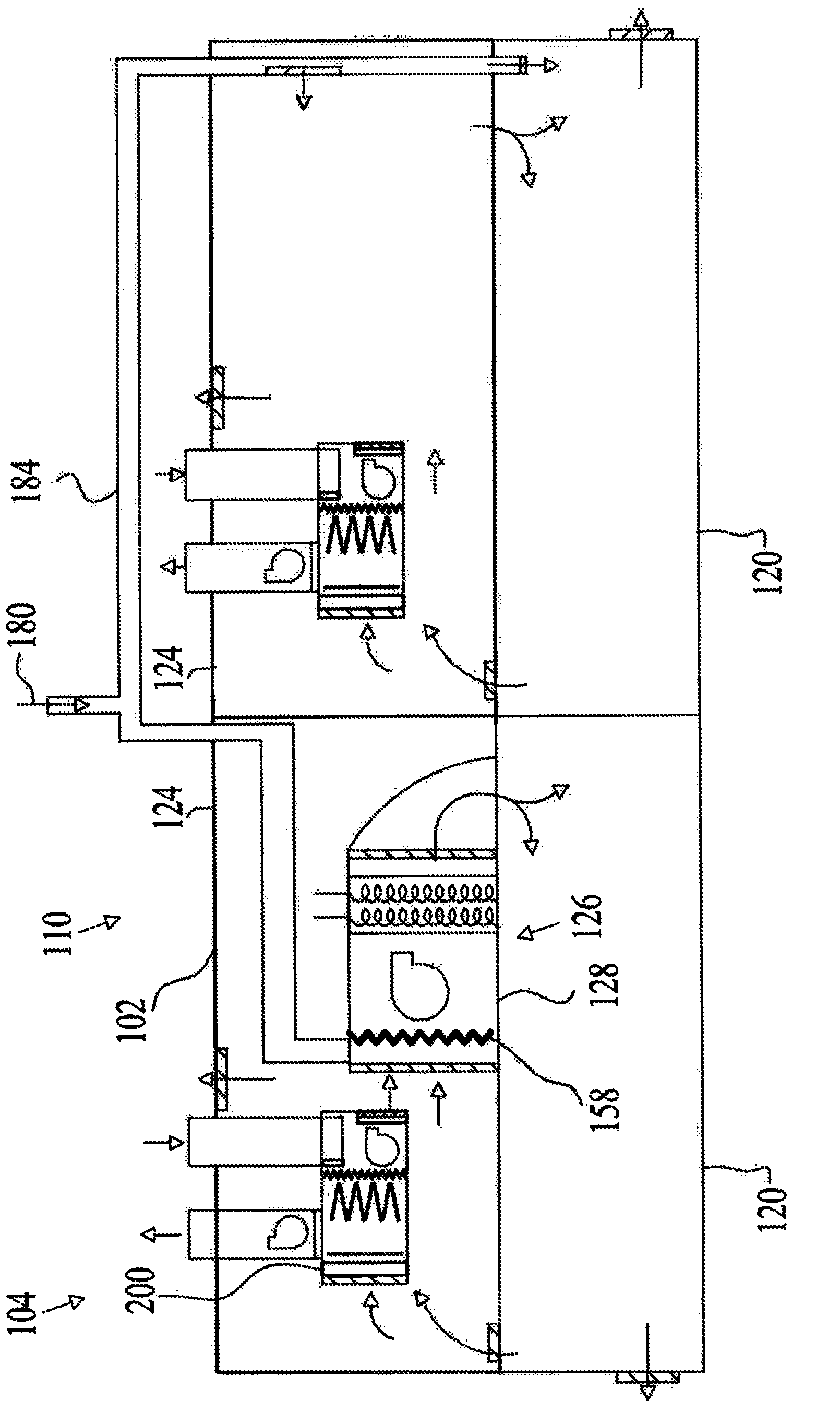 Method and system for conditioning air in an enclosed environment with distributed air circulation systems